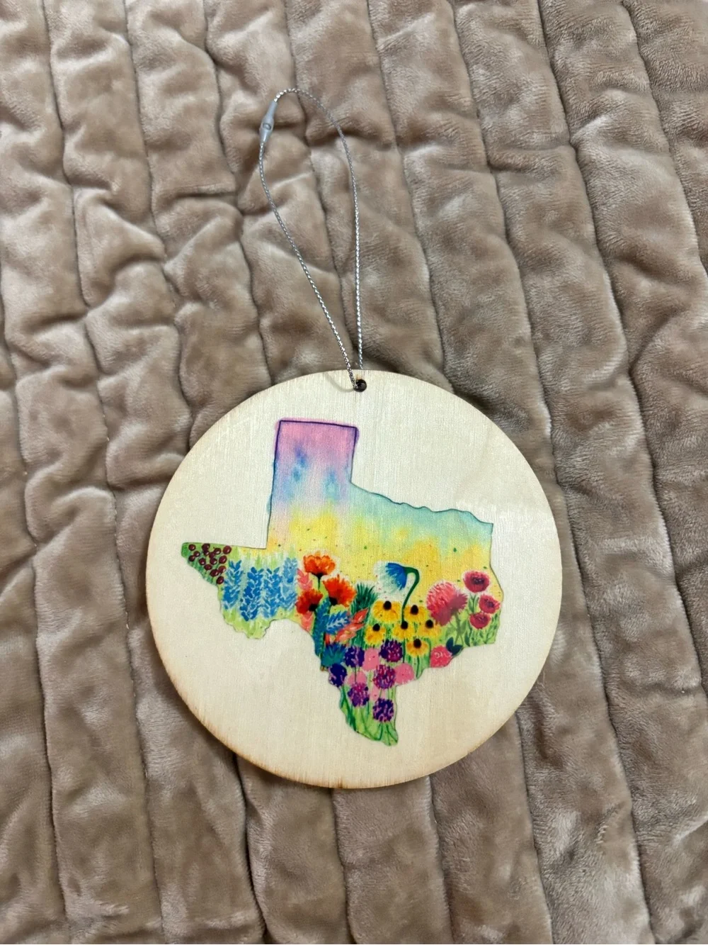 Wooden Texas State Floral Ornament - Colorful Holiday Decoration